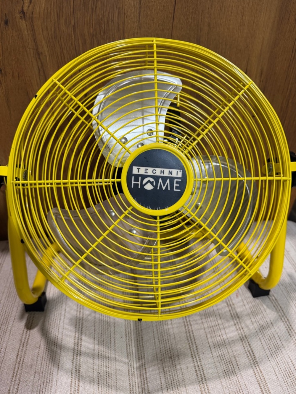 Techni Home Yellow Metal Floor Fan